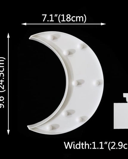 LED Moon Shaped Marquee Signs, Light Up Moon Night Lights Battery Operated Crescent Moon Lamp for Bedroom, Christmas, Birthday Party Decor-Moon(White) - LeafyLoom