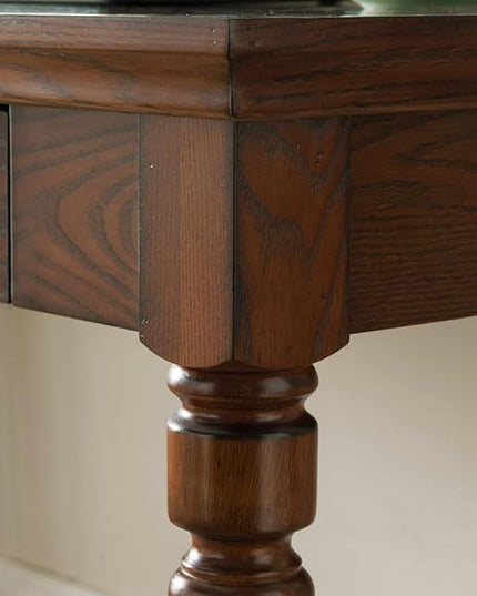 Leick Home SINCE 1910 Farmhouse Oak Turned leg Laptop Desk with Center Drawer, FURNITURE - LeafyLoom