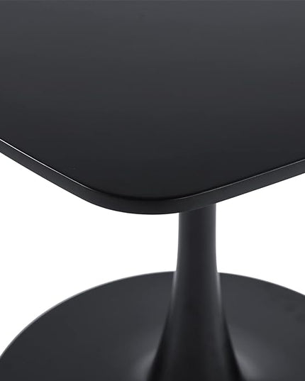 31.5 in Black Square Pedestal Tulip Dining Table, Small Space Mid Century Modern Kitchen Table - LeafyLoom