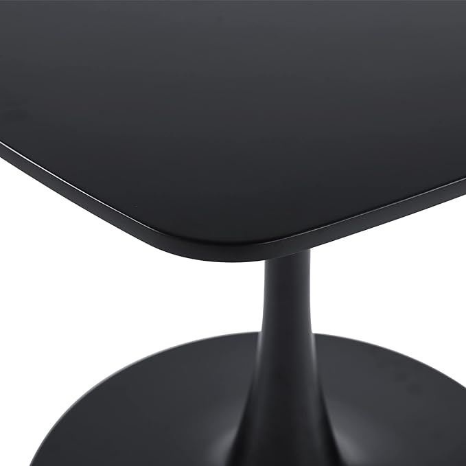31.5 in Black Square Pedestal Tulip Dining Table, Small Space Mid Century Modern Kitchen Table - LeafyLoom