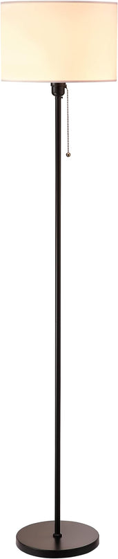 O’Bright Ted - Drum Shade Standing Lamp, Pull Chain Switch, E26 Socket, Modern Minimalist Design, Simple Floor Lamp for Living Room, Bedroom, Office, Black - LeafyLoom