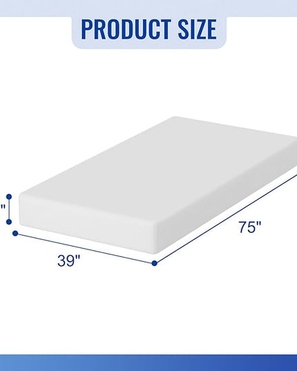 FDW 8 inch Twin Mattress Gel Memory Foam Mattress for Cool Sleep & Pressure Relief, Medium Firm Mattresses CertiPUR-US Certified/Bed-in-a-Box/Pressure Relieving (8 in, Twin) - LeafyLoom