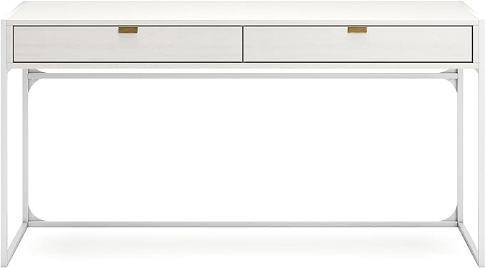 Signature Design by Ashley Deznee Modern Home Office Desk with 2 Drawers, White - LeafyLoom
