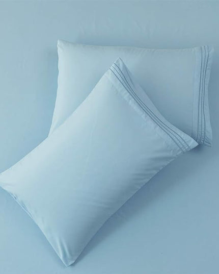 SONORO KATE Bed Sheet Set Super Soft Microfiber 1800 Thread Count Luxury Egyptian Sheets 16-Inch Deep Pocket，Wrinkle -3 Piece (Spa Blue, Twin XL) - LeafyLoom
