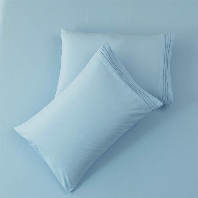 SONORO KATE Bed Sheet Set Super Soft Microfiber 1800 Thread Count Luxury Egyptian Sheets 16-Inch Deep Pocket，Wrinkle -3 Piece (Spa Blue, Twin XL) - LeafyLoom
