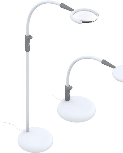 Daylight Company - Magnificent Pro - Magnifying lamp, Bright 6,000K Daylight LEDs, CRI 95+, 3 in 1 Lamp, 1.75X semi-Rimless Lens, Lumens: 600, White - LeafyLoom