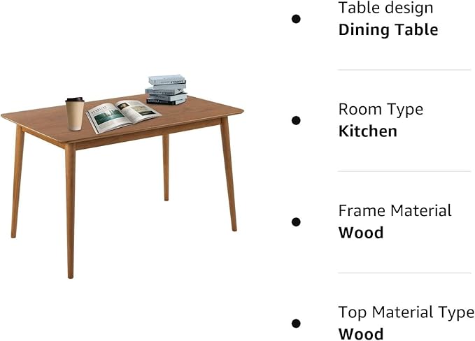 47" Dining Table Kitchen Table Dining Room Table Small Kitchen Table for Small Spaces Table Modern Home Furniture Dinner Table Rectangular (Natural) - LeafyLoom