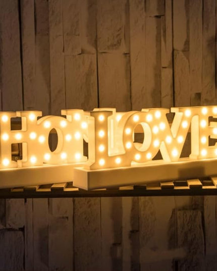 GUOCHENG Home Letter Decor Light LED Alphabet Marquee Light Sign Home Decorative Mood Table Lamps for Bedroom Children Kids Room Nursery Everyday Indoor Motif Decor - LeafyLoom