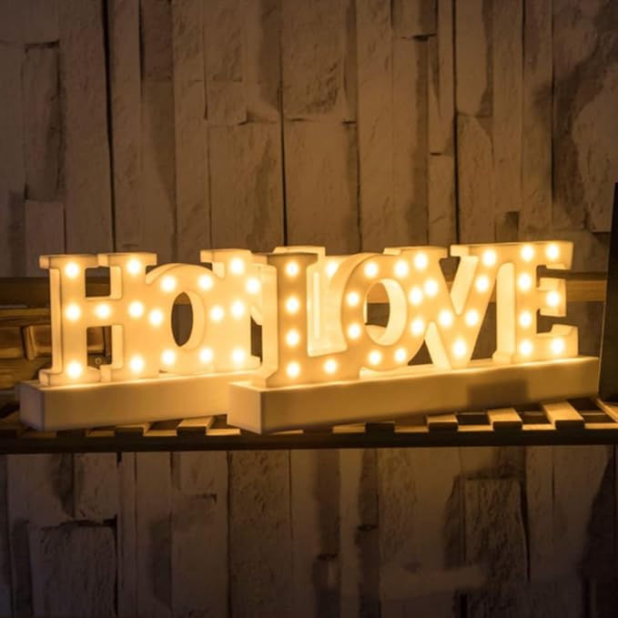 GUOCHENG Home Letter Decor Light LED Alphabet Marquee Light Sign Home Decorative Mood Table Lamps for Bedroom Children Kids Room Nursery Everyday Indoor Motif Decor - LeafyLoom