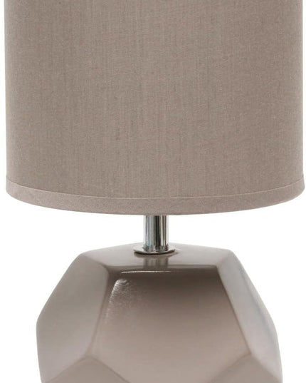 Simple Designs LT2065-GRY Round Prism Mini Table Lamp with Matching Fabric Shade, Gray - LeafyLoom