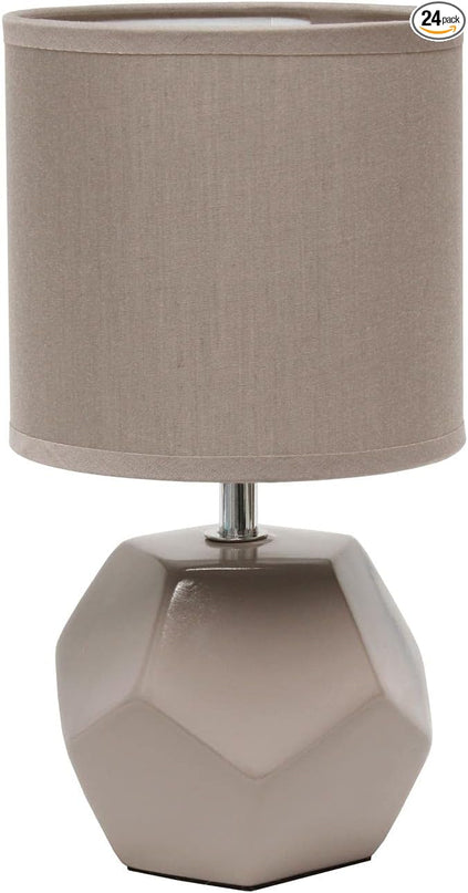 Simple Designs LT2065-GRY Round Prism Mini Table Lamp with Matching Fabric Shade, Gray (Pack of 24) - LeafyLoom