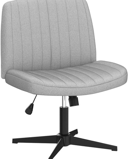 OLIXIS Cross Legged Armless Wide Adjustable Swivel Padded Home Office Desk Chair, Grey - LeafyLoom
