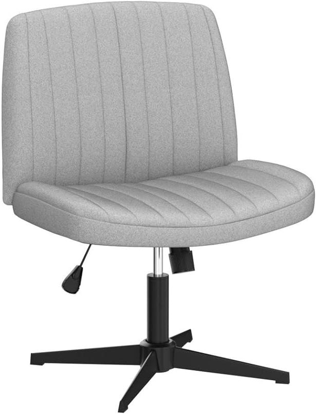 OLIXIS Cross Legged Armless Wide Adjustable Swivel Padded Home Office Desk Chair, Grey - LeafyLoom