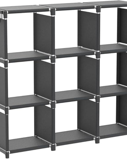 Mavivegue Book Shelf, 9 Cube Storage Organizer, DIY Bookcase, Metal Cube Bookshelf, Tall Book case for Bedroom, Living Room,Office, Closet Storage Organizer, Black Cubicle Storage Rack - LeafyLoom