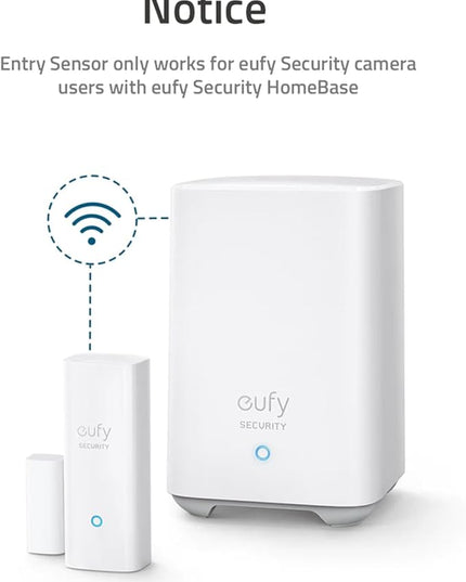 eufy Security Entry Sensor, Detects Opened and Closed Doors or Windows, Door Monitoring, Sends Alerts, Triggers Siren, 2-Year Battery Life, Indoor Use Only, Requires HomeBase, 24/7 Monitoring Optional eufySecurity
