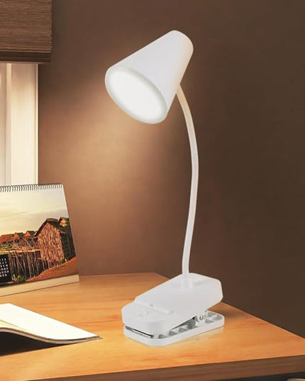 Reading book light,Led desk lamp,White,Desk lamp with USB charging port,Standing, clip-on,Battery and USB dual-use,360° rotating hose,Eye-care desk light,Small and cute desk lamp,Clip on Office lamp - LeafyLoom