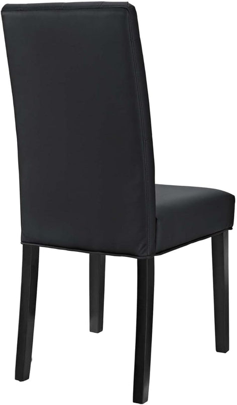 Modway Confer Modern Tufted Faux Leather Upholstered Parsons Four Dining Chairs in Black - LeafyLoom