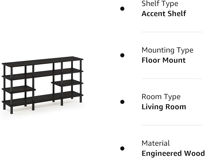 Furinno Turn-N-Tube 4-Tier Multipurpose Wide Shelf TV Stand, Espresso/Black - LeafyLoom