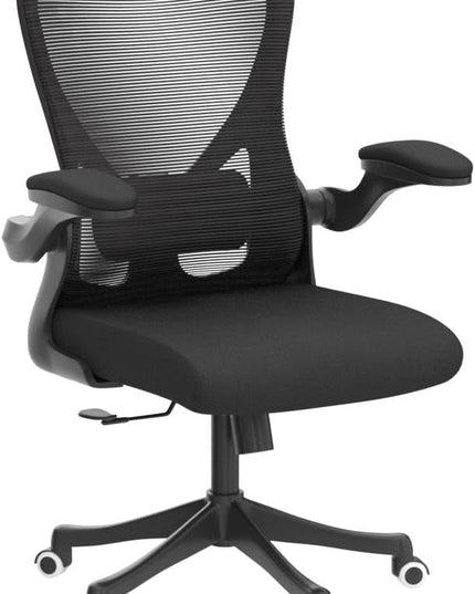 Ergonomic Office Chair Home Desk Office Chair with Flip-Armrest & Cushion for Lumbar Support, high Back Computer Chair with Thickened Cushion Desk Chairs Ngray - LeafyLoom