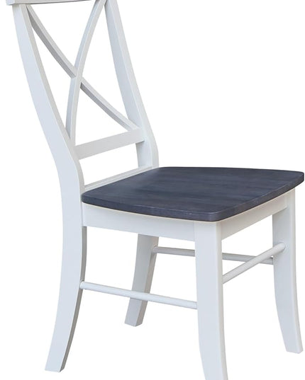 International Concepts X-Back Solid Wood Seat Chairs, White/Heather Gray - LeafyLoom