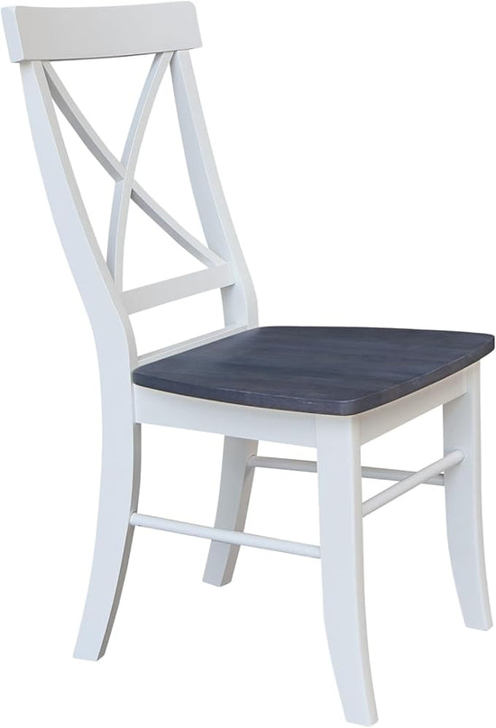 International Concepts X-Back Solid Wood Seat Chairs, White/Heather Gray - LeafyLoom