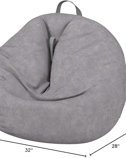 Stuffed Animal Storage Bean Bag Chair Cover (No Filler) for Kids and Adults.Soft Premium Corduroy Stuffable Beanbags for Organizing Children Plush Toys or Memory Foam Small 100L (Grey) - LeafyLoom