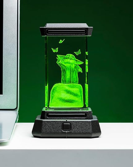 Paladone Grogu Holographic Light, 3D Laser-Etched Crystal Model of Grogu from The Mandalorian, 12cm (4.7") Tall Lighting and Star Wars Decor - LeafyLoom