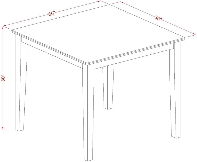East West Furniture OXAV5-LWH-W Oxford 5 Piece Dinette Set for 4 Includes a Square Room Table and 4 Dining Chairs, 36x36 Inch - LeafyLoom