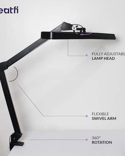 Neatfi (New Model) XL 2,500 Lumens LED Task Lamp with Clamp, 3 Light Modes, 3000-6000K Correlated Color Temperature, 30W Super Bright Desk Lamp, Dimmable, 162 Pcs SMD LED (CCT, Black) - LeafyLoom