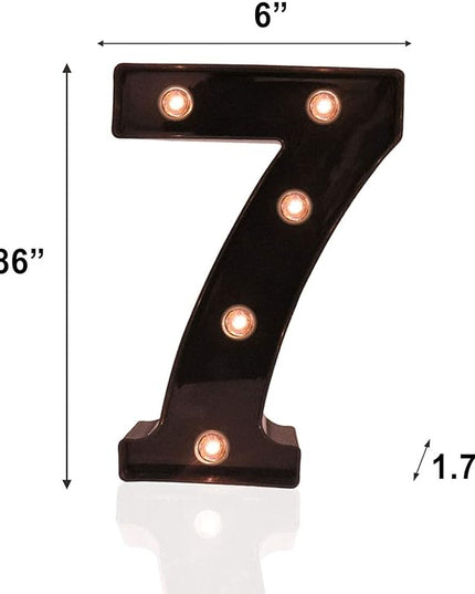 Light Up Black Alphabet Marquee Number Sign LED Marquee Number Lights Sign for Night Light Home Bar Christmas Lamp Birthday Party Wedding Decoration 7 - LeafyLoom