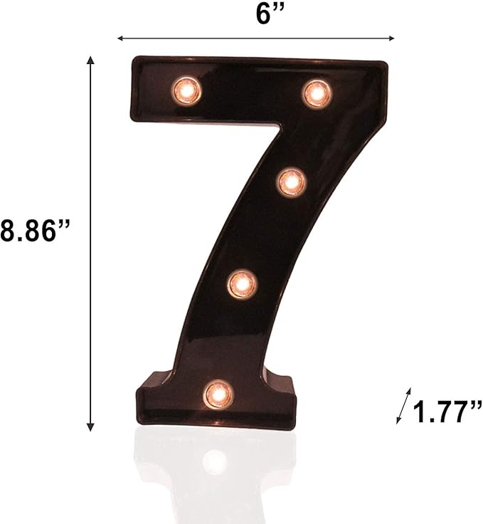 Light Up Black Alphabet Marquee Number Sign LED Marquee Number Lights Sign for Night Light Home Bar Christmas Lamp Birthday Party Wedding Decoration 7 - LeafyLoom