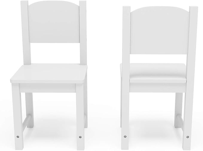 Timy Toddler Wooden Chair Pair, Kids Furniture for Eating, Reading, Playing 2 Pack (White) - LeafyLoom