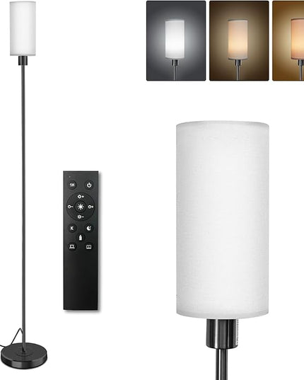 Floor Lamp for Living Room with 3 Color Temperature LED Bulb, Modern Standing Lamp with Remote Control, 68" Tall Pole Floor Lamp for Office, Bedroom, Reading (Bulb Included) - LeafyLoom