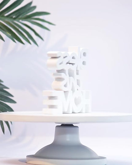 Bless This Home – White, Aesthetic table decor for home or office, desk or Shelf. Quirky room decoration showpiece, ideal for birthday gift, corporate gift, and inspiring wall decor - LeafyLoom