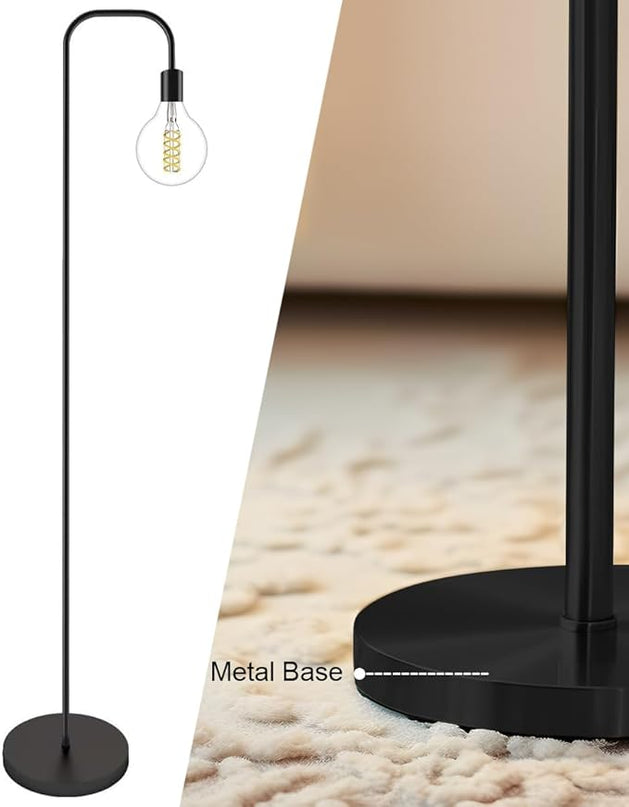 Oneach Black Floor Lamp 63.75" Industrial Floor Lamp, On/Off Footswitch,Modern Floor Lamp for Living Room Bedroom Reading Office Metal Minimalist Standing Lamp Tall Pole Lamps - LeafyLoom