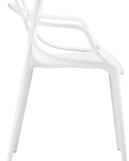 Modway Entangled Modern Molded Plastic Kitchen and Dining Room Arm Chair in White - Fully Assembled - LeafyLoom