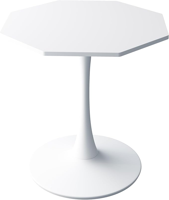 NicBex Dining Table Contemporary Kitchen Table Farmhouse Rustic 31.50" Octagonal Coffee Table with MDF Table Top,Metal Base, for Dining Room, Kitchen, Living Room, White - LeafyLoom