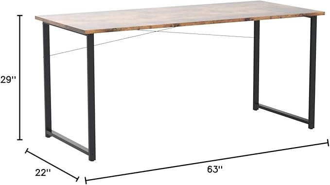 Coleshome 63 Inch Computer Desk, Modern Simple Style Desk for Home Office, Study Student Writing Desk, Vintage - LeafyLoom