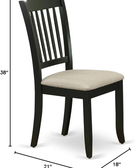 East West Furniture DAC-BLK-C Danbury Kitchen Dining Chairs - Linen Fabric Upholstered Wooden Chairs, Set of 2, Black - LeafyLoom
