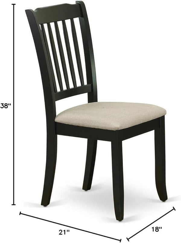 East West Furniture DAC-BLK-C Danbury Kitchen Dining Chairs - Linen Fabric Upholstered Wooden Chairs, Set of 2, Black - LeafyLoom