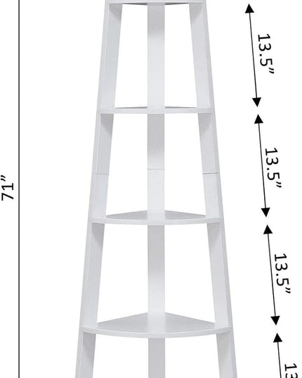 Convenience Concepts Newport 5 Tier Corner Bookcase, White - LeafyLoom