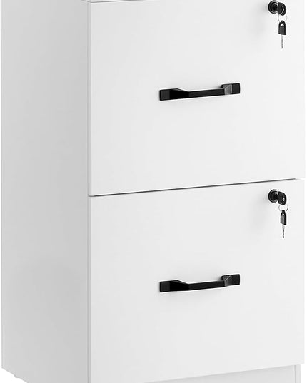 VASAGLE 2-Drawer Vertical File Cabinet, Filing Cabinet for Home Office, Printer Stand, with 2 Lockable Drawers, Adjustable Hanging Rail, for A4 and Letter-Size Files, Cloud White UOFC016W14 - LeafyLoom
