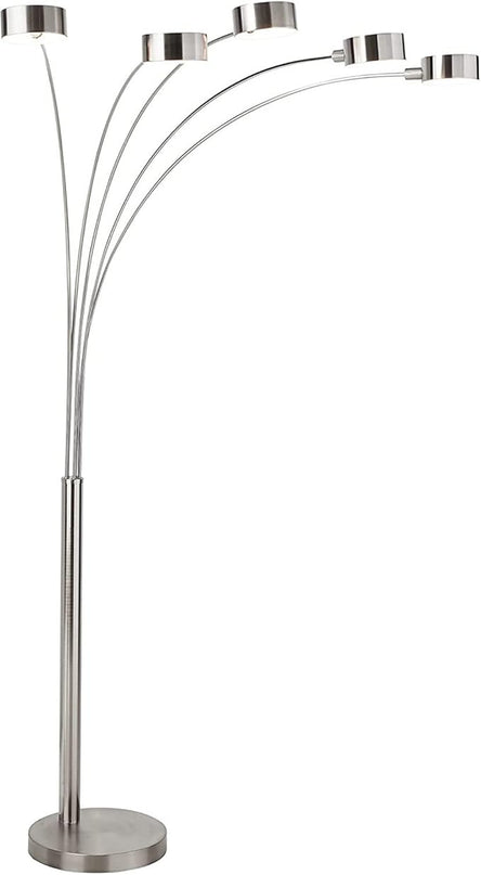 Artiva USA Micah - 5 Arc Floor Lamp w/Dimmer Switch, 360 Degree Rotatable Shades - Bright & Attractive, Brushed Steel - LeafyLoom