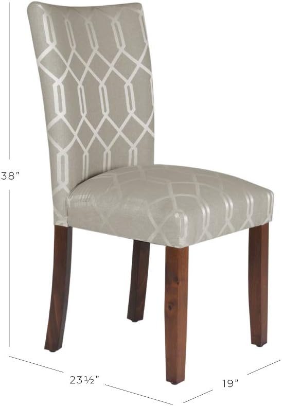 HomePop Classic Parsons Dining Chairs, Pack of 2, Pewter Gray Cream Lattice (Set of 2) - LeafyLoom