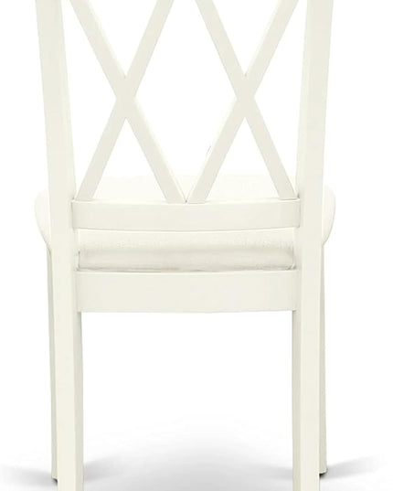 East West Furniture NDCL3-LWH-C Norden 3 Piece Room Set Contains a Rectangle Kitchen Table with Dropleaf and 2 Fabric Upholstered Dining Chairs, 30x48 Inch, Linen White - LeafyLoom