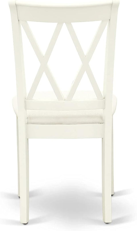 East West Furniture NDCL3-LWH-C Norden 3 Piece Room Set Contains a Rectangle Kitchen Table with Dropleaf and 2 Fabric Upholstered Dining Chairs, 30x48 Inch, Linen White - LeafyLoom