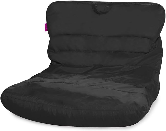 Posh Creations Structured Comfy Seat for Bedrooms and Dorm Rooms, Large Bean Bag Chair, Laguna Lounger, Black - LeafyLoom