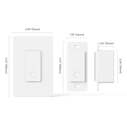TREATLIFE Smart Switch 4 Pack, 2.4Ghz Smart Light Switch WiFi Light Switch Single-Pole, Neutral Wire Required, Works with Alexa, Google Home and SmartThings, Smart Home Remote Control, FCC Listed TREATLIFE