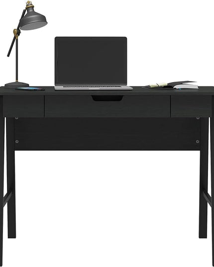 Ameriwood Home Oxford Computer Desk with Drawer, Black Oak - LeafyLoom