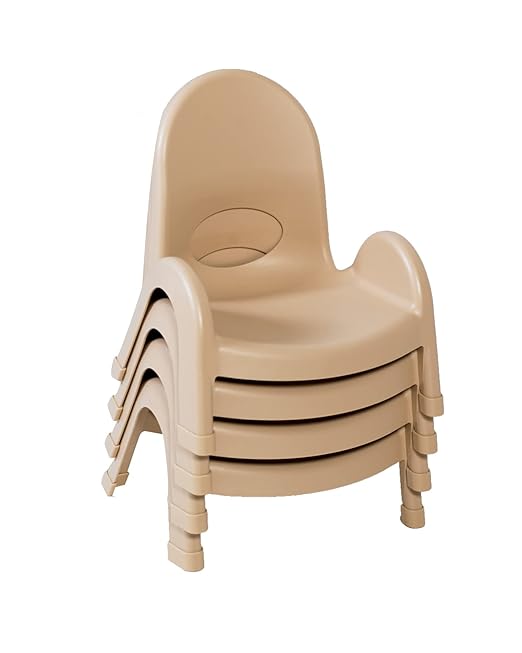Angeles Value Stack Kids Chair, Natural Tan - 5"H, AB7705NT, Preschool and Daycare Flexible Seating, Classroom Desk Chair for Toddlers, Girls and Boys, 1-Pack - LeafyLoom